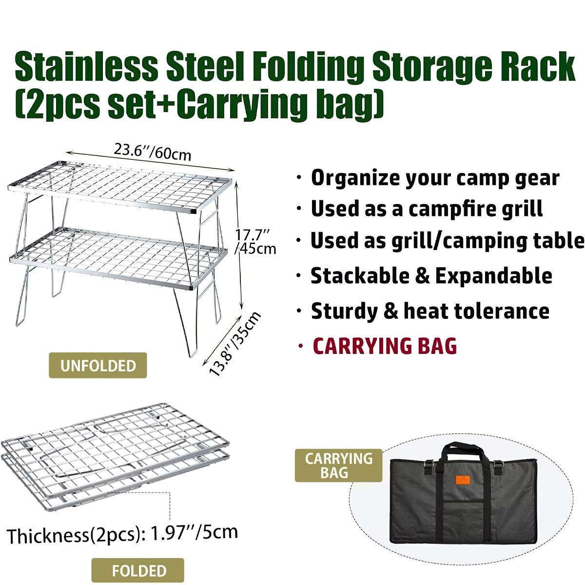 Campingmoon T-230A-2T Kệ Đôi Inox Để Đồ Dã Ngoại