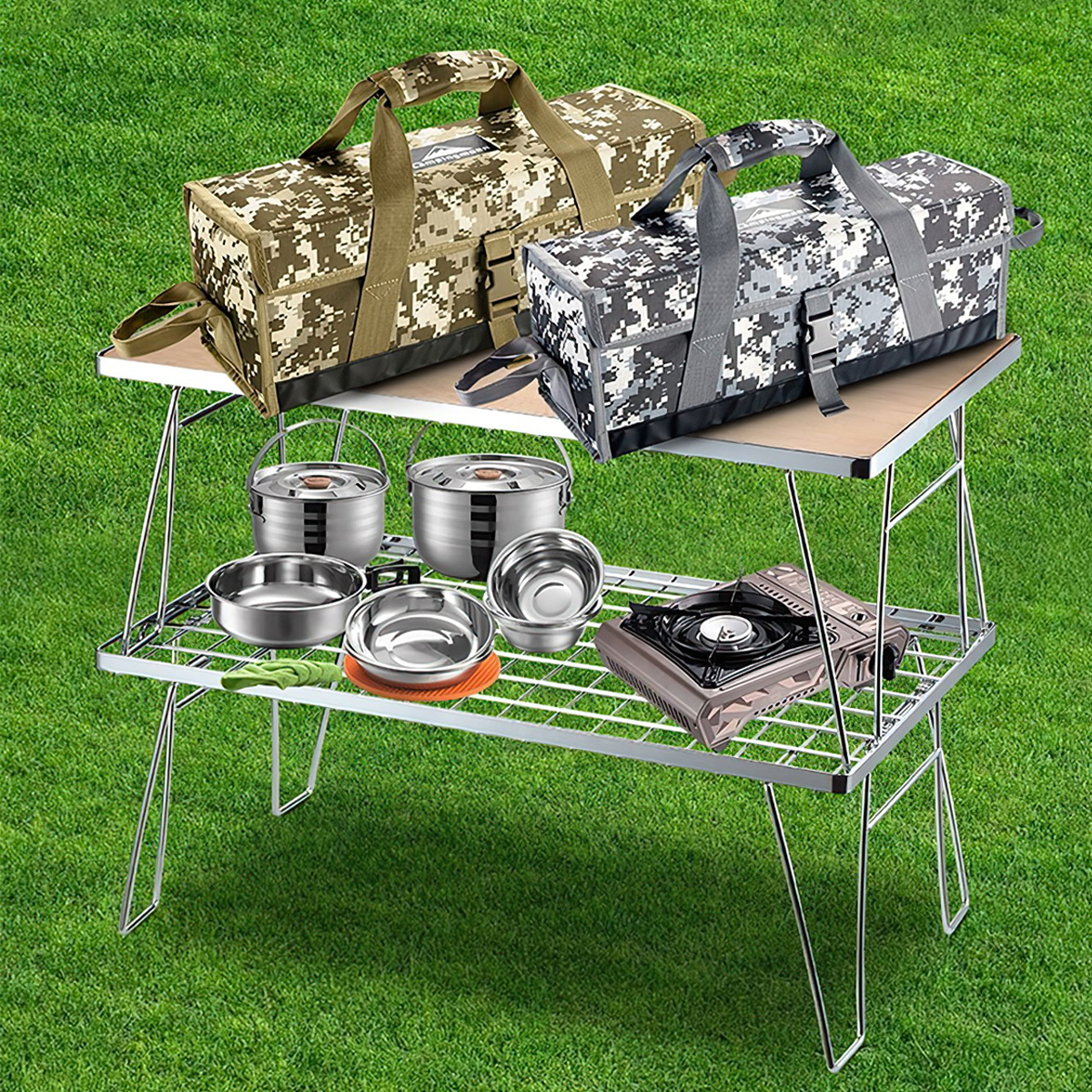 Campingmoon T-230A-2T Kệ Đôi Inox Để Đồ Dã Ngoại