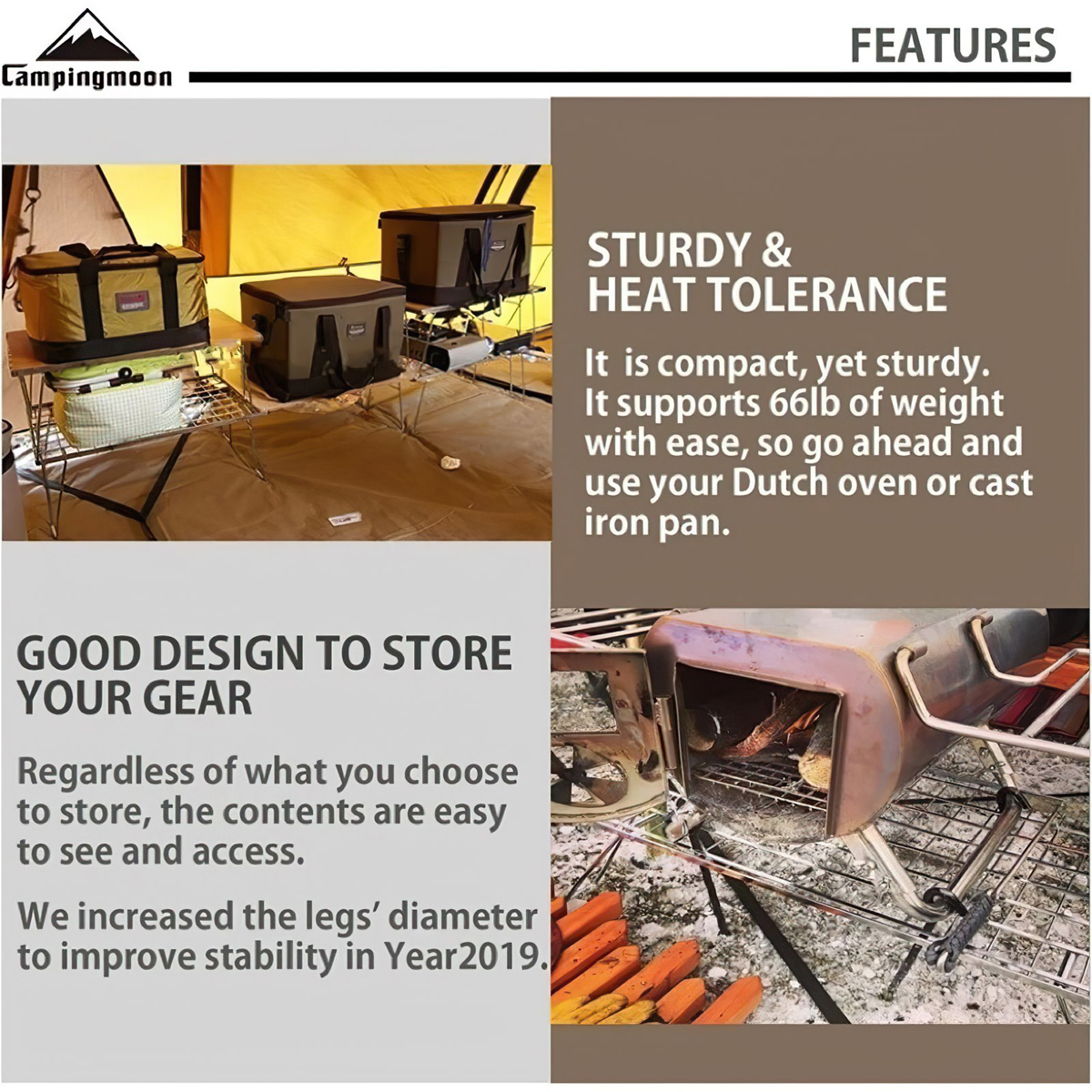 Campingmoon T-230A Kệ Inox Để Đồ Dã Ngoại