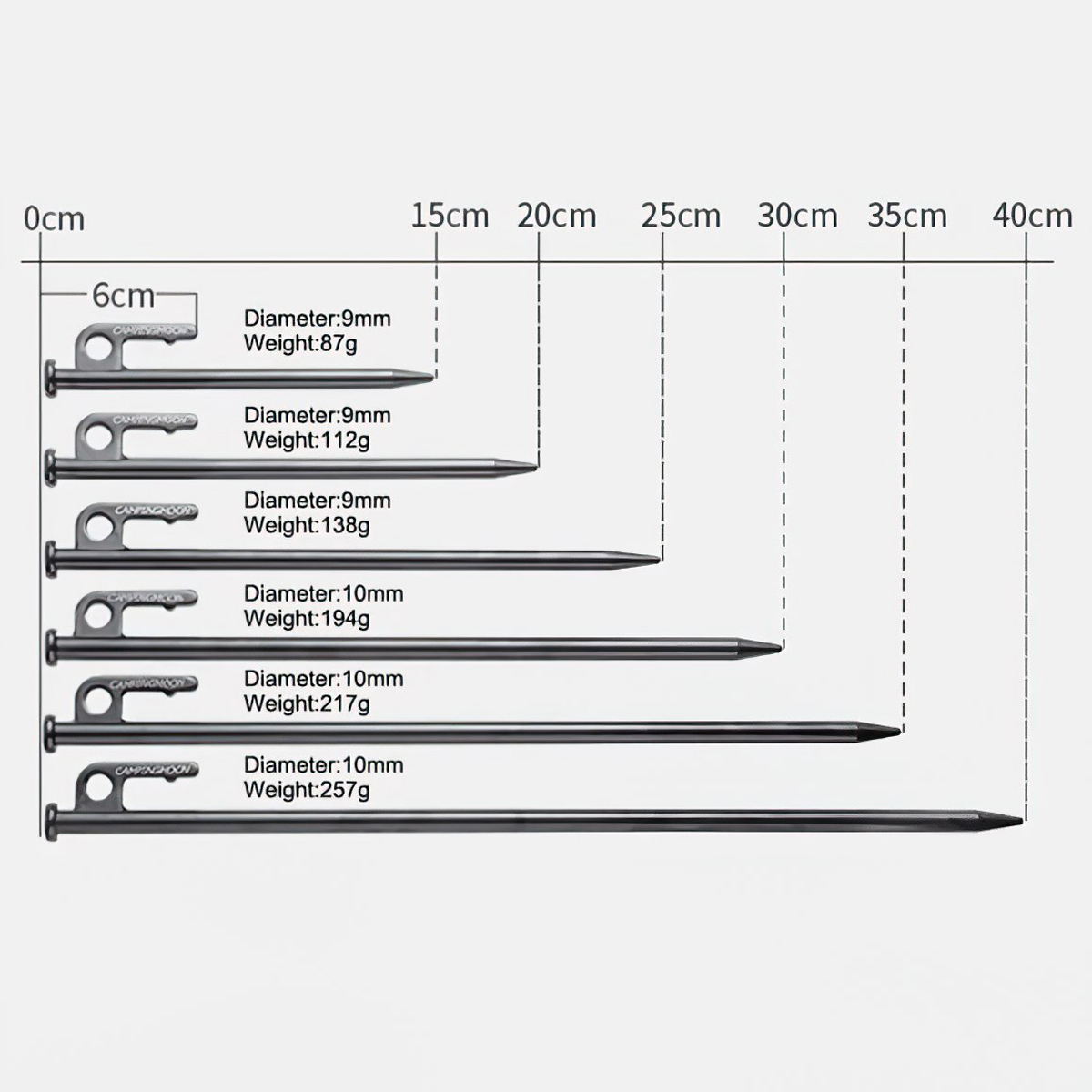 Campingmoon T25 (25Cm) / T40 (40Cm) Cọc Neo Lều