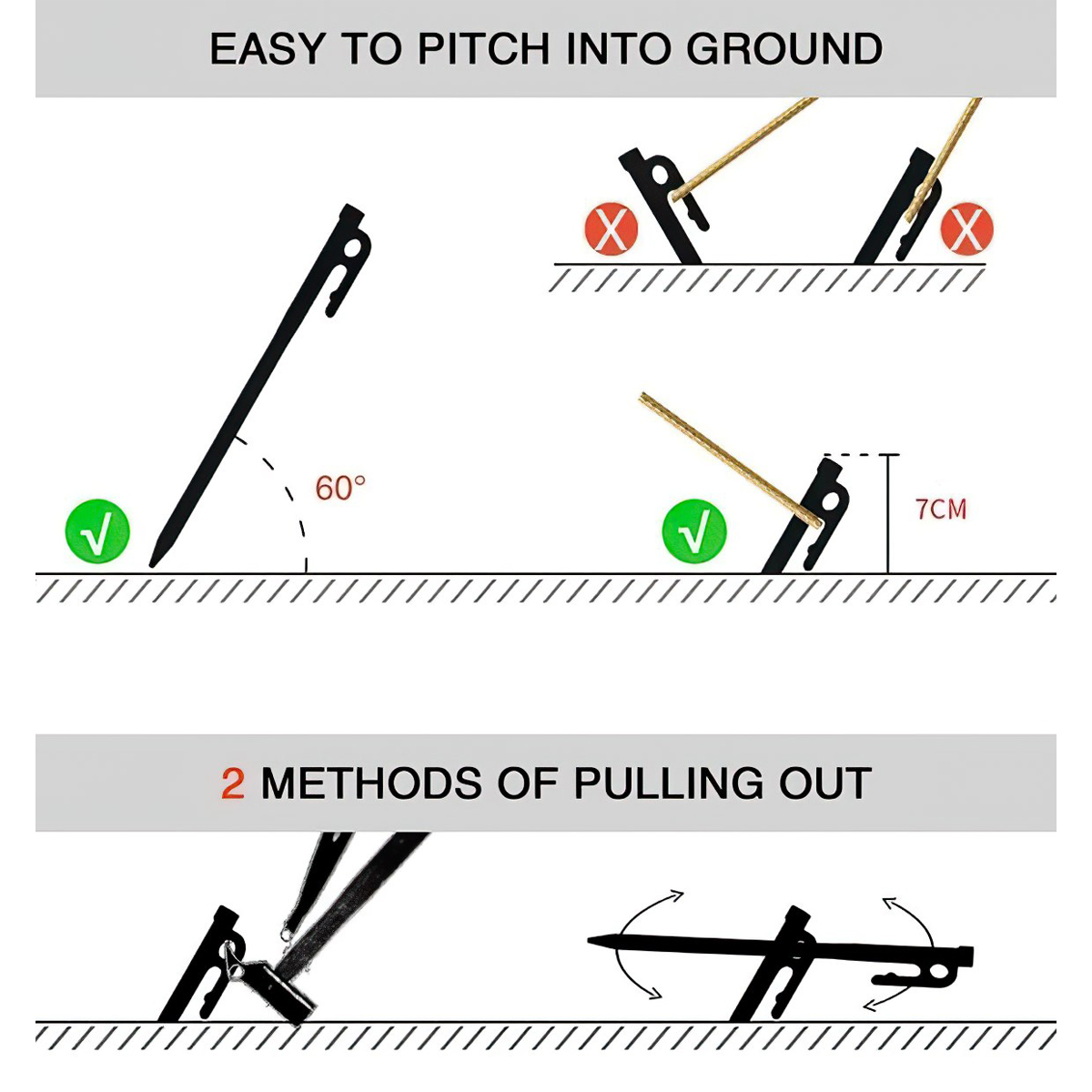 Campingmoon T25 (25Cm) / T40 (40Cm) Cọc Neo Lều