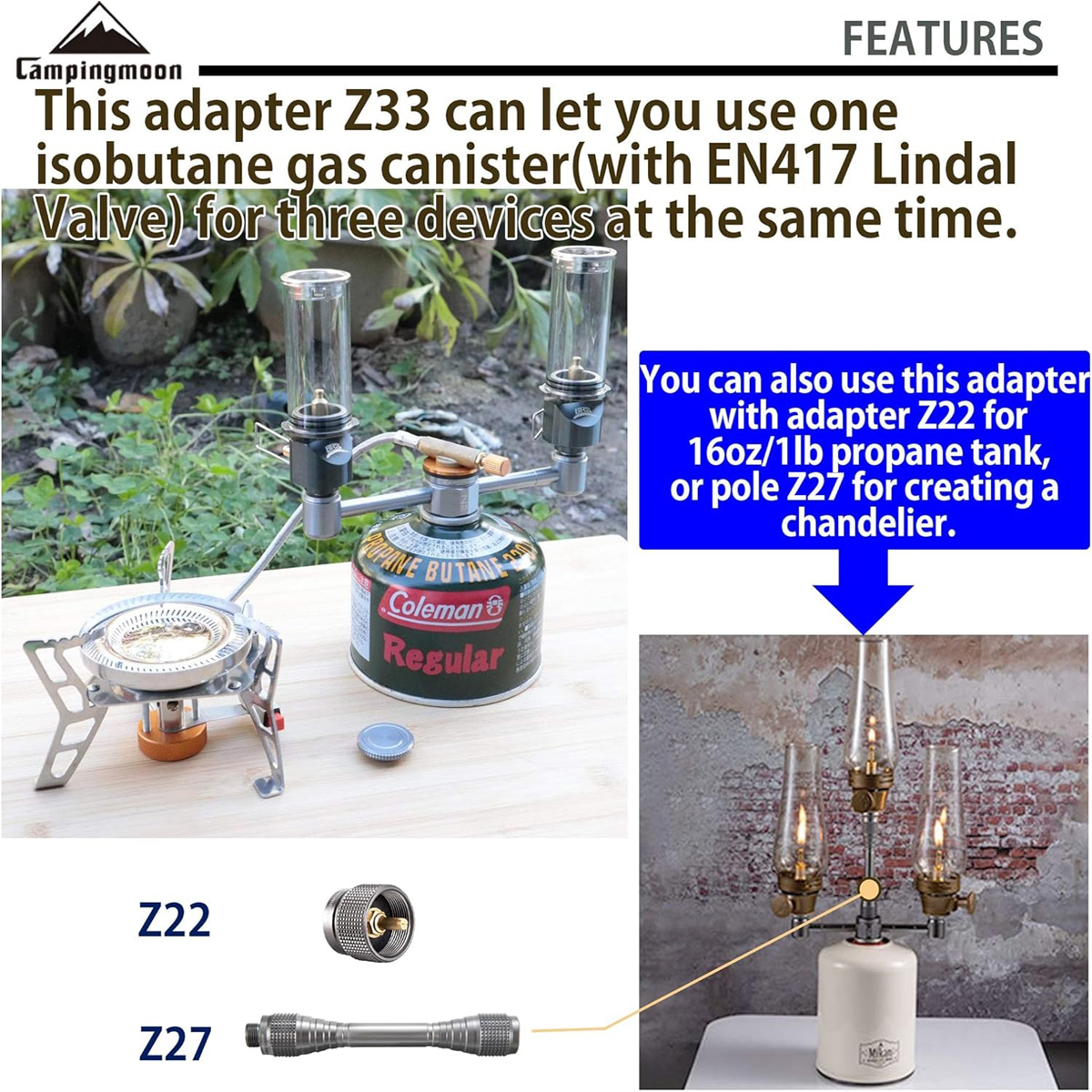 Campingmoon Z33 Phụ Kiện Đầu Chuyển Đổi Bình Gas Mini (Từ 1 ra 3 đầu)