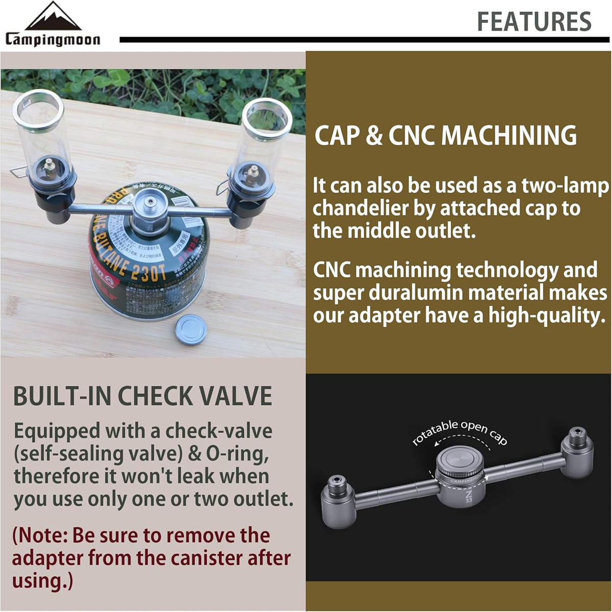 Campingmoon Z33 Phụ Kiện Đầu Chuyển Đổi Bình Gas Mini (Từ 1 ra 3 đầu)