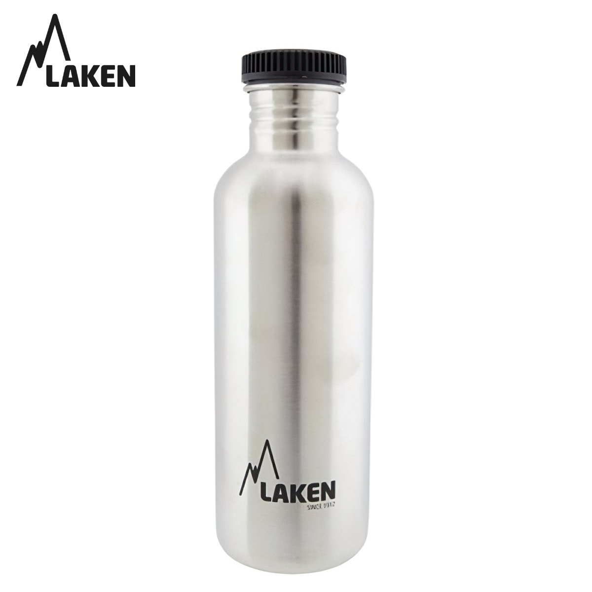 Chai Nước Inox Cắm Trại Laken Basic Steel 1L Nắp Nhựa