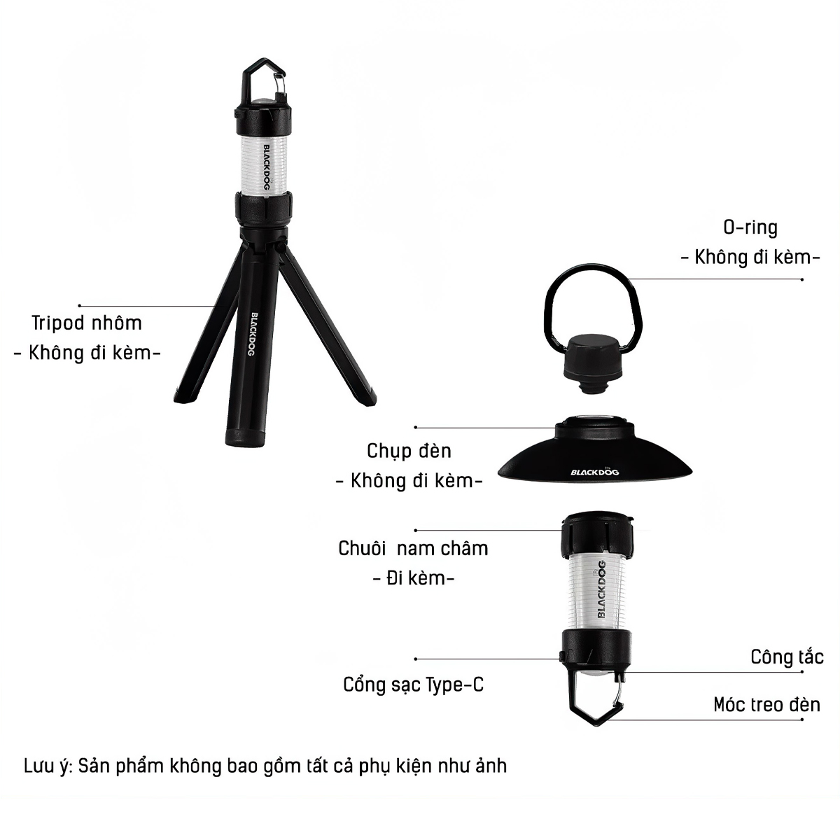 Chân Tripod Đèn Cắm Trại Blackdog Aluminum Alloy Tripod