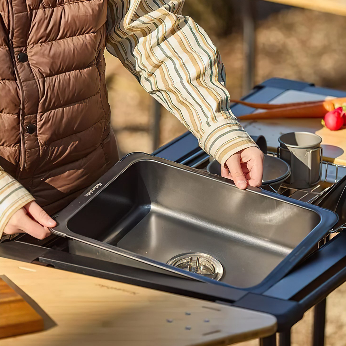 Chậu Rửa Bát Inox Dùng Kết Hợp Bàn IGT Cắm Trại NatureHike CNH22SN016