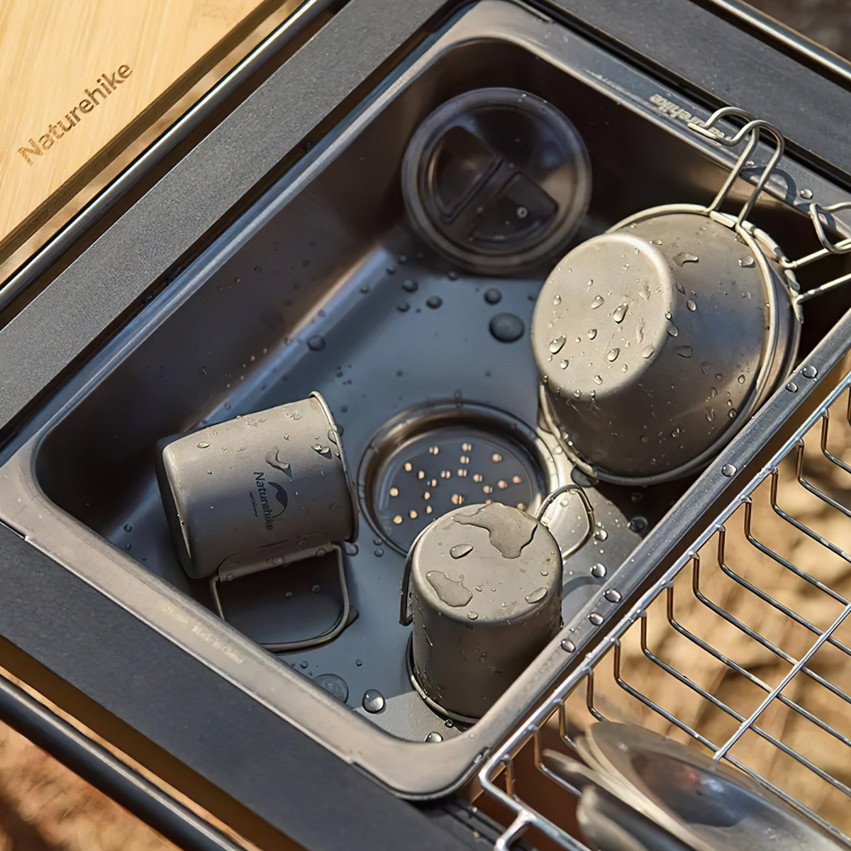 Chậu Rửa Bát Inox Dùng Kết Hợp Bàn IGT Cắm Trại NatureHike CNH22SN016