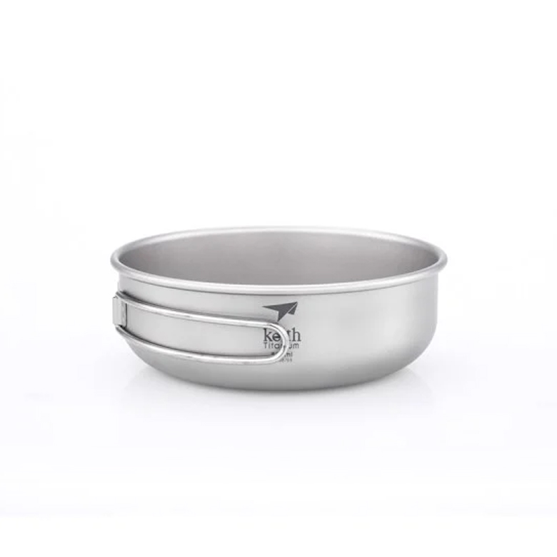 Chén titanium Keith có tay cầm gập, nhìn từ trên xuống