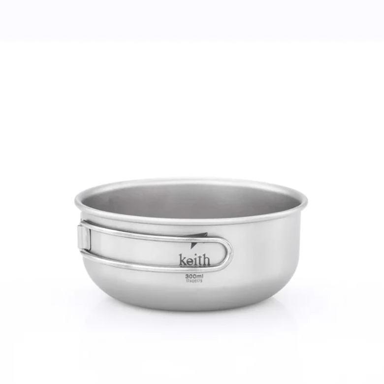 Chén titanium Keith một lớp có tay cầm gập, nhìn từ trên xuống