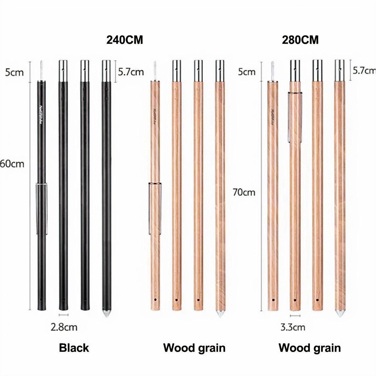 Naturehike Gậy Chống Tăng Có Giá Treo Đèn (1 cây gồm 4 khúc)
