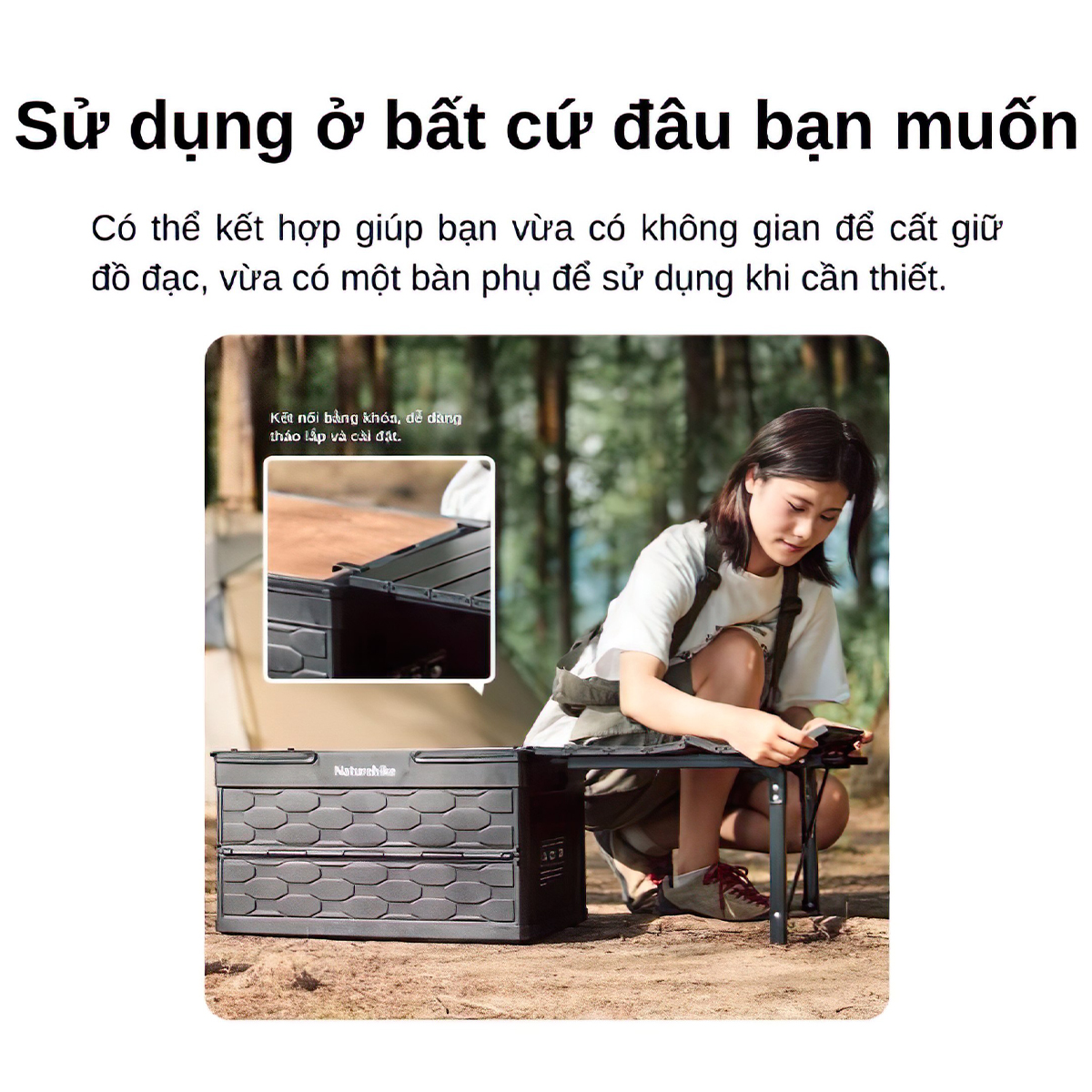 Naturehike Thùng Xếp Gọn Cắm Trại 50L Tích Hợp Bàn CNK2450XB018