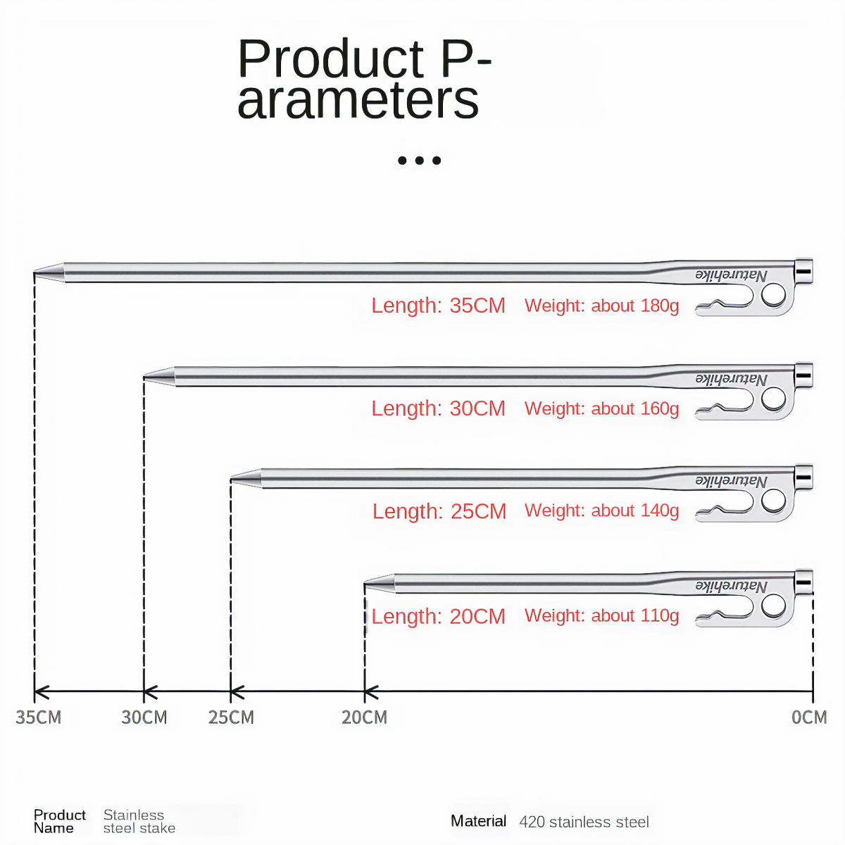 NatureHike Cọc Dựng Lều Cắm Trại Chính Hãng