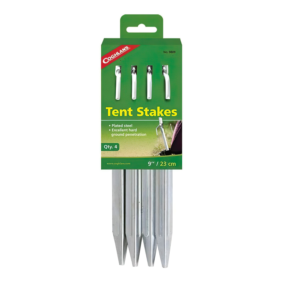 Cọc lều thép Coghlans Tent Stakes bộ 4 cây dài 23cm còn trong bao bì