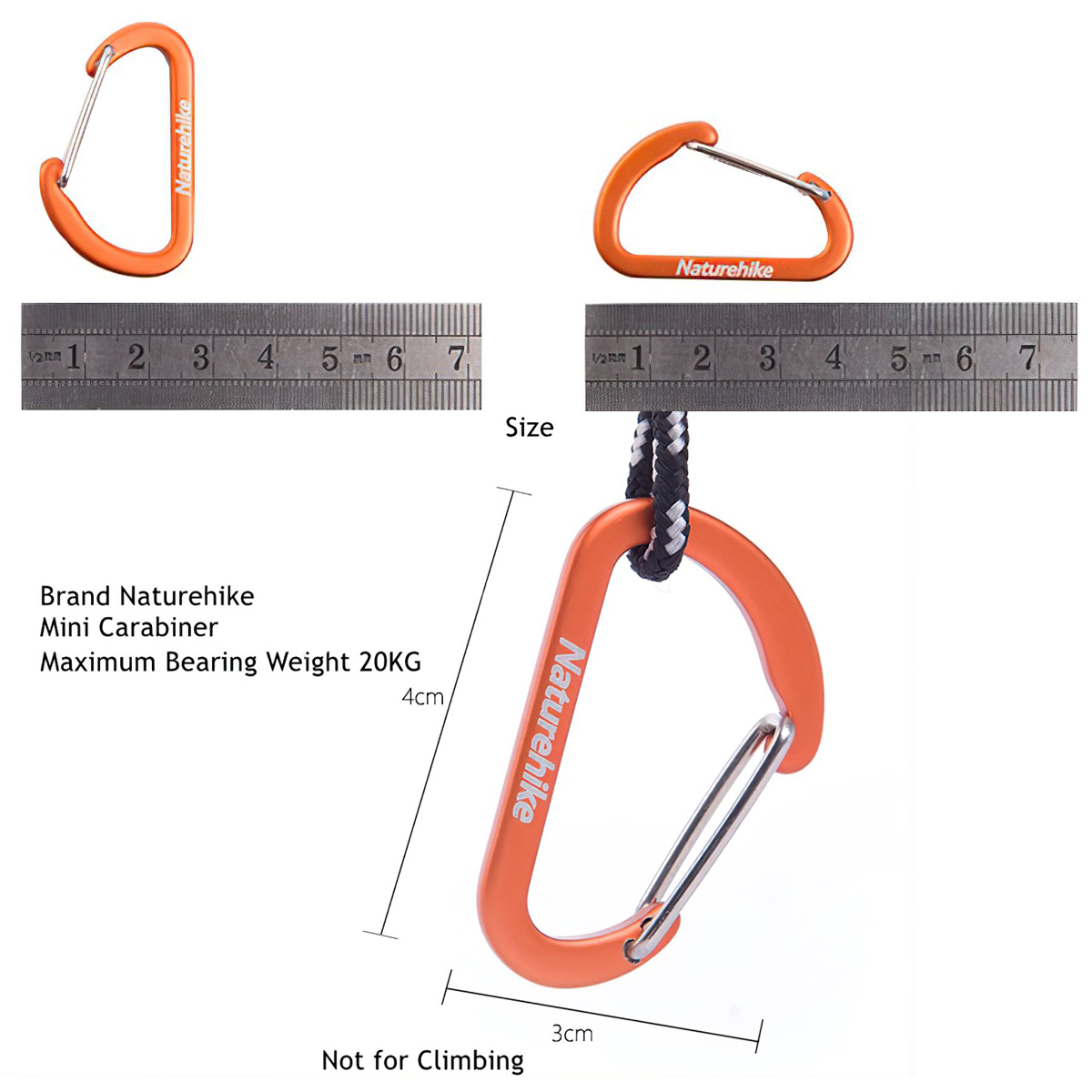 Combo 2 Móc Khóa Mini Cắm Trại Naturehike 4cm D-Shaped Mini Carabiner 4Cm