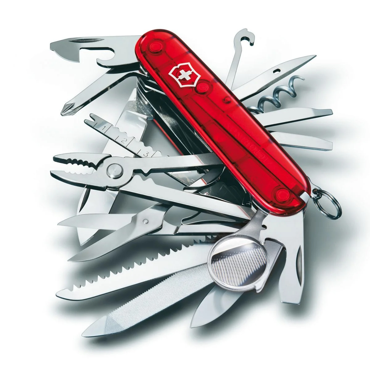Victorinox Swiss Champ Dao Xếp Cắm Trại Đa Năng 91mm (Ruby)