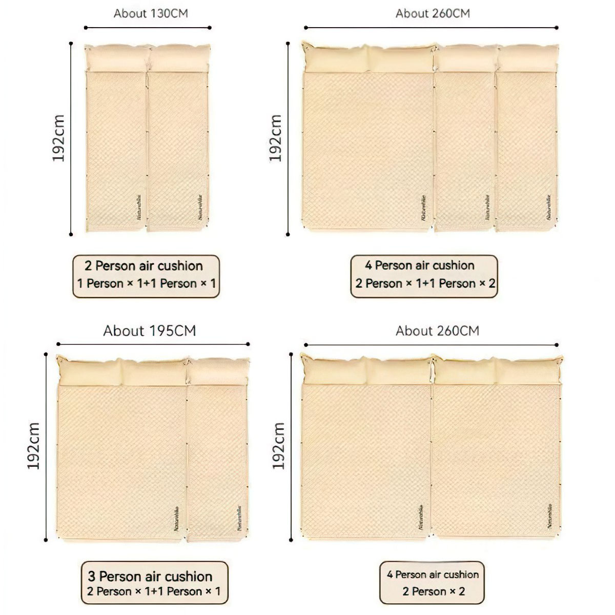 Naturehike CNK2300DZ014 Đệm Tự Bơm Hơi Kèm Gối Cắm Trại D01