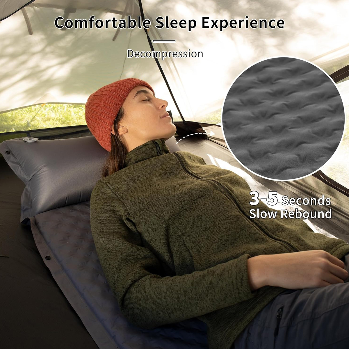 Naturehike CNK2300DZ014  Đệm Đơn Tự Bơm Hơi Kèm Gối Cắm Trại D01