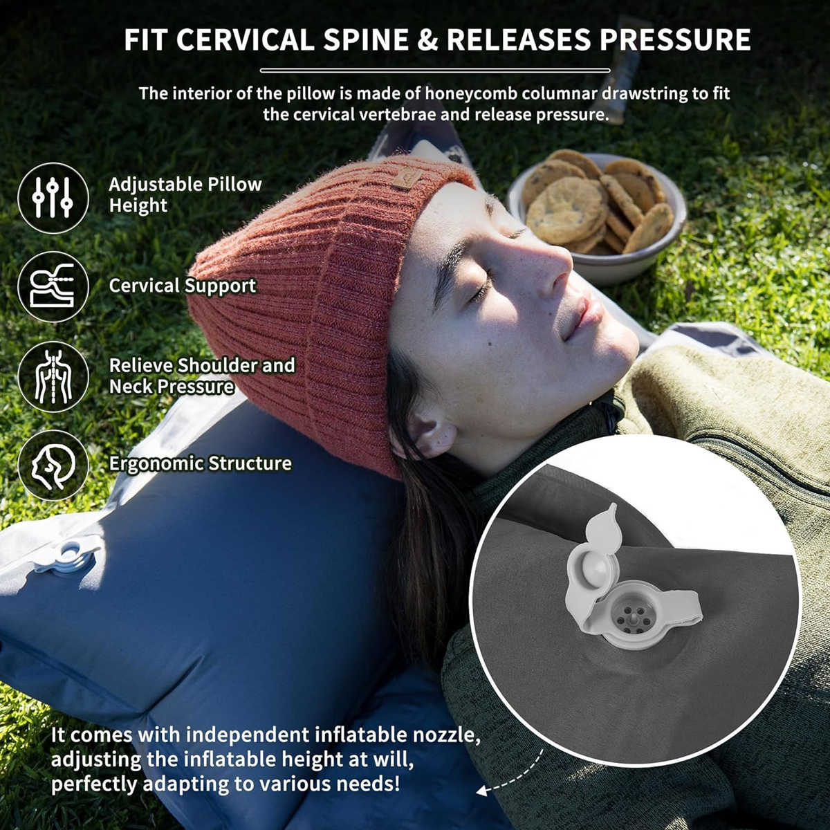 Naturehike CNK2300DZ014  Đệm Đơn Tự Bơm Hơi Kèm Gối Cắm Trại D01