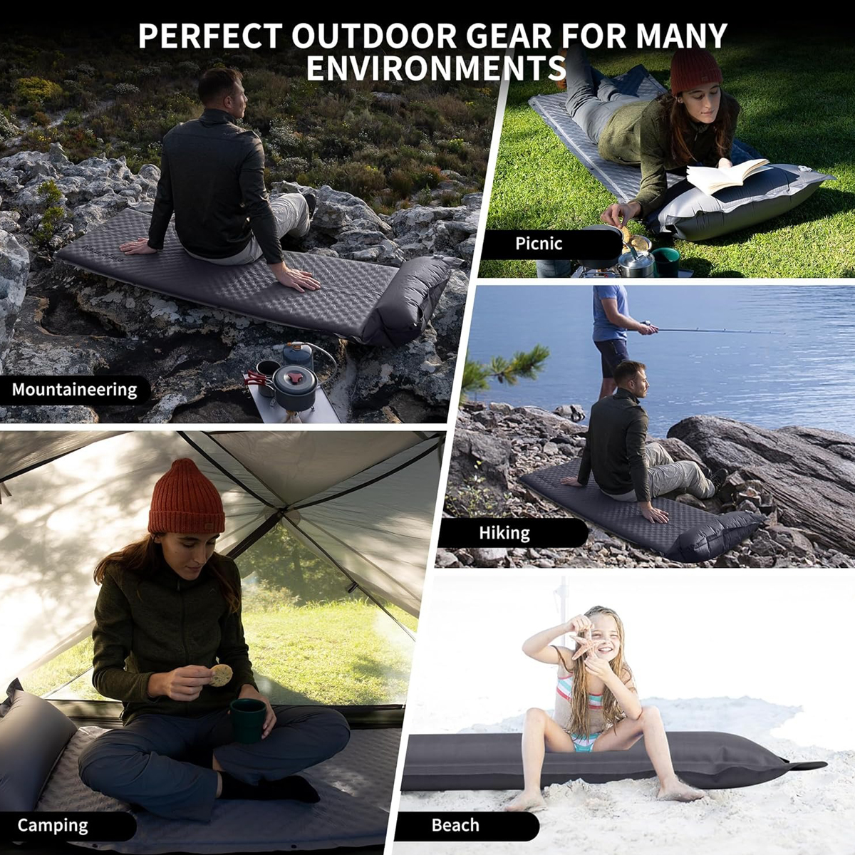 Naturehike CNK2300DZ014  Đệm Đơn Tự Bơm Hơi Kèm Gối Cắm Trại D01