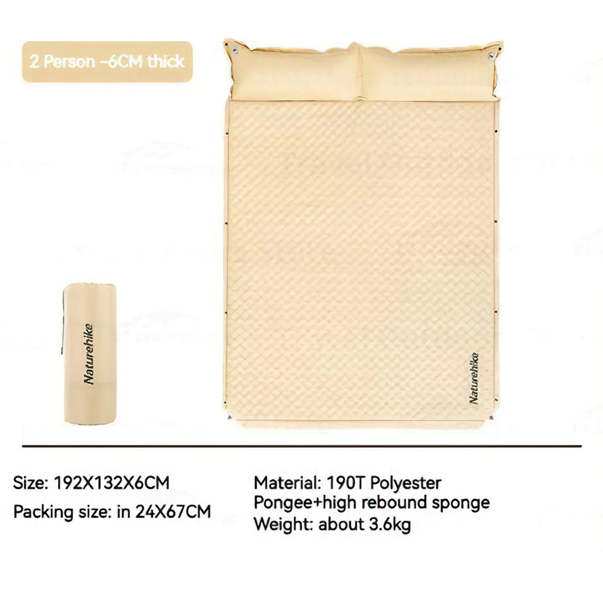 Naturehike CNK2300DZ014 Đệm Tự Bơm Hơi Kèm Gối Cắm Trại D01