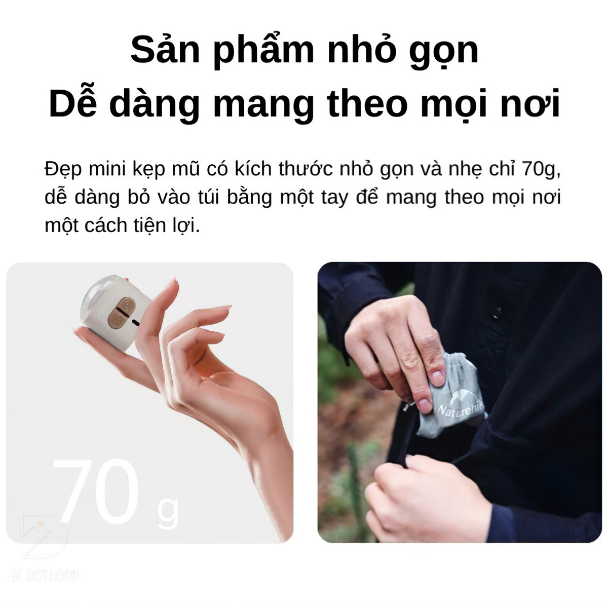 Naturehike CNK2300DQ019 Đèn Cắm Trại Kẹp Mũ Chống Nước IPX4