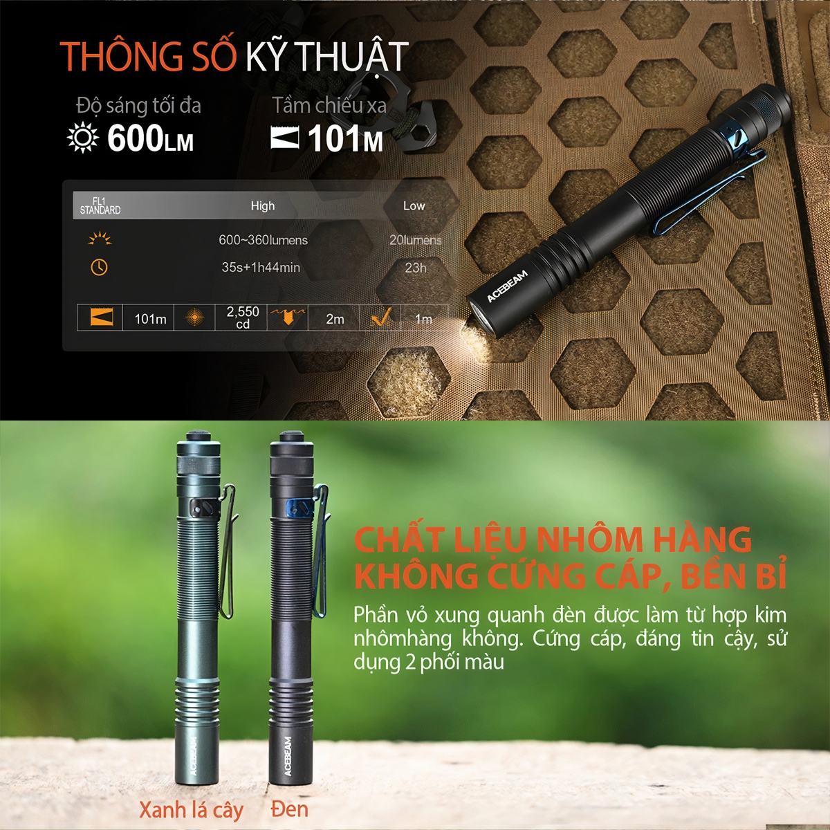 ACEBEAM Đèn pin POKELIT 2 AA