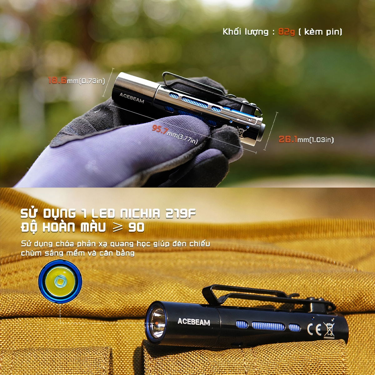 Đèn pin ACEBEAM RIDER RX độ sáng 650 lumen chiếu xa 96m