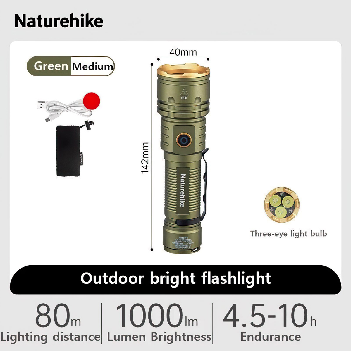Naturehike CNK2300011 Đèn Pin Cầm Tay Siêu Sáng Đa Năng