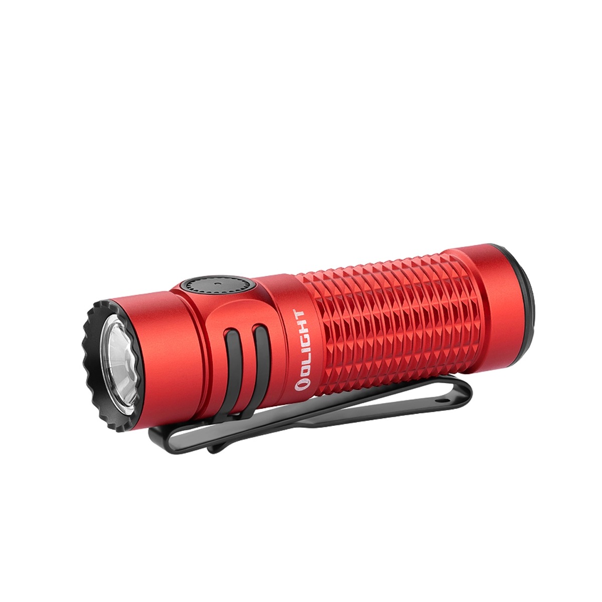 Đèn pin Olight Warrior Nano màu đỏ, chụp thẳng trên nền trắng