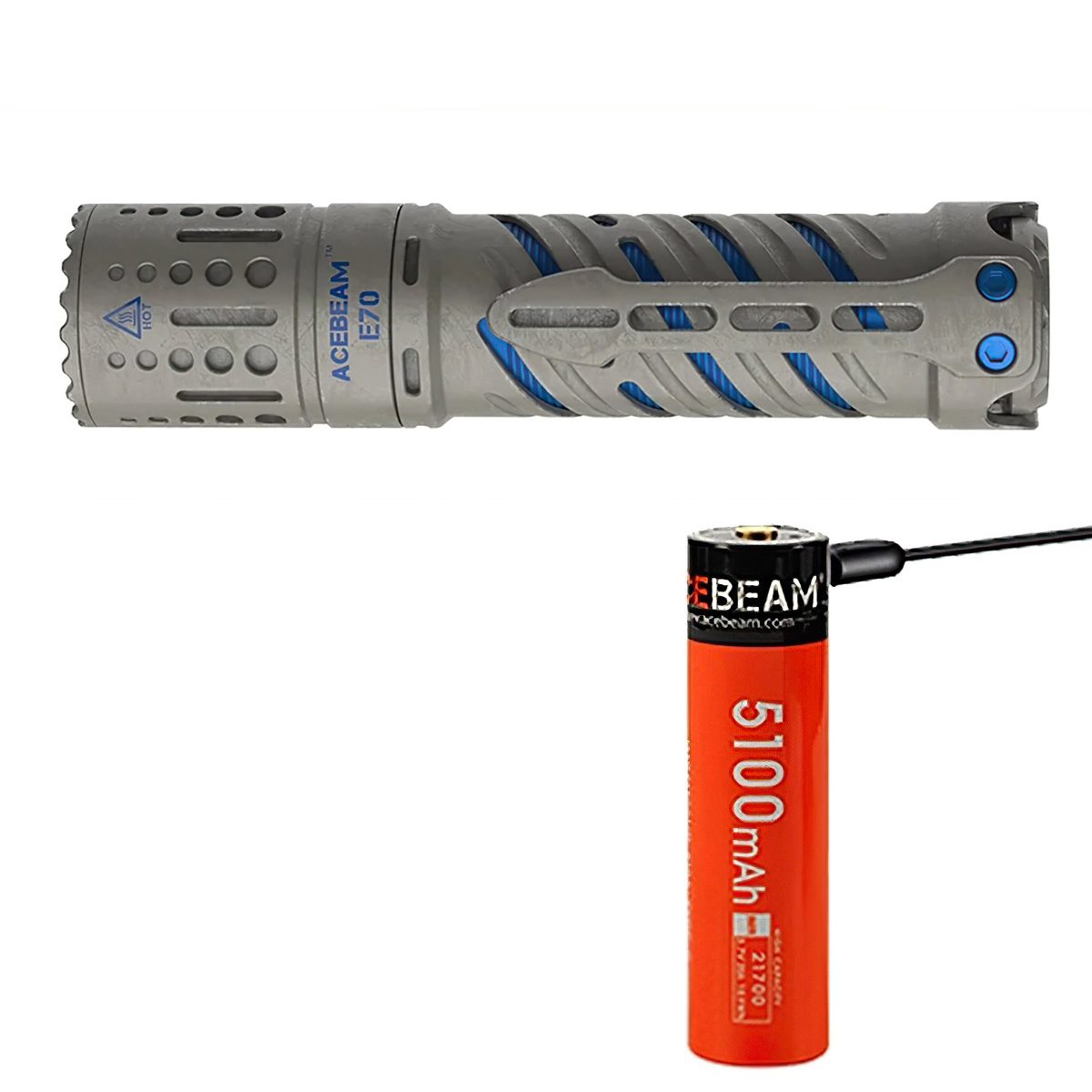 Đèn Pin Cắm Trại Du Lịch ACEBEAM E70 Titanium Độ Sáng 4000Lumen Chiếu Xa 240M Pin 21700 Usb-C