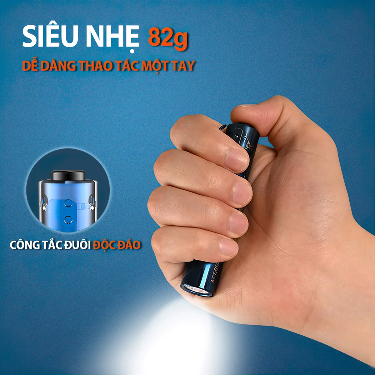 Đèn Pin Cắm Trại Du Lịch ACEBEAM RIDER RX BLUE Độ Sáng 650 Lumen Chiếu Xa 96M