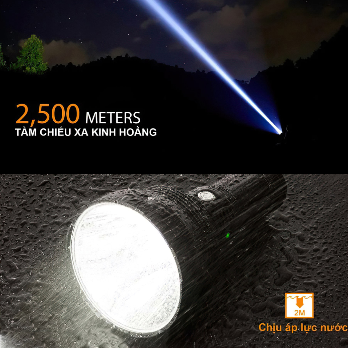 Đèn Pin Cắm Trại Du Lịch Chiếu Xa Acebeam K75 Chiếu Xa 2500M Độ Sáng 6300 Lumen