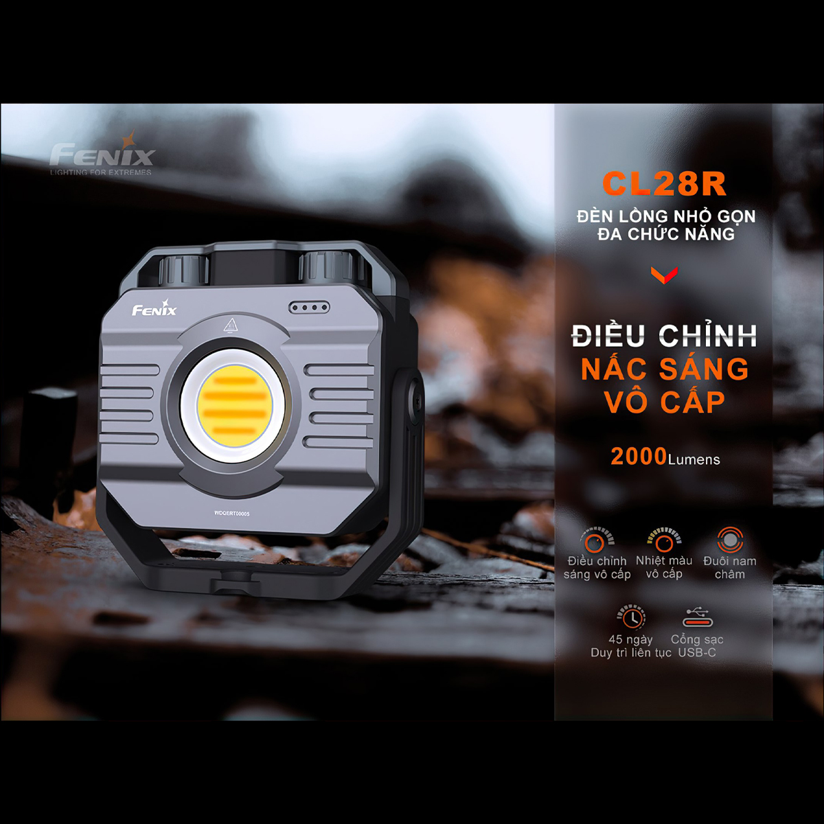 FENIX CL28R Đèn Pin Cắm Trại Du Lịch Sáng 2000 Lumen Pin Liền Thân 10000Mah Sạc Usb-C Có Chức Năng Powerbank
