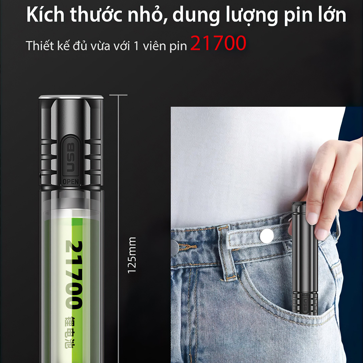 KLARUS EC20 Đèn pin Cắm Trại Du Lịch sáng 1100 lumen chiếu xa 200m pin 21700 4000mAh sạc USB C kiêm power bank