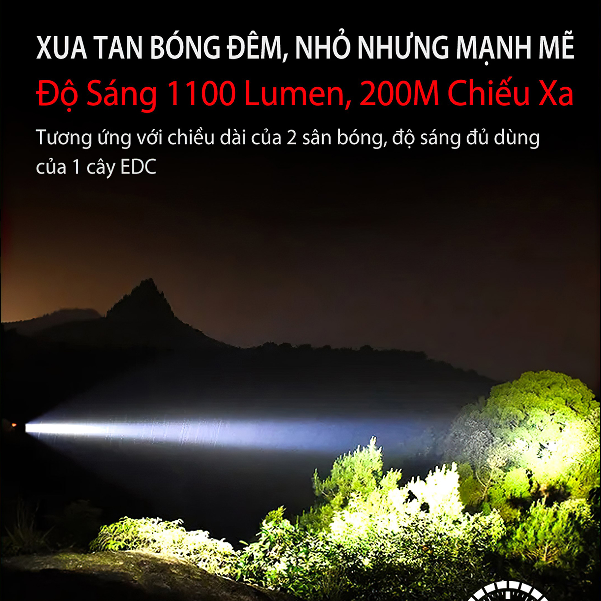 KLARUS EC20 Đèn pin Cắm Trại Du Lịch sáng 1100 lumen chiếu xa 200m pin 21700 4000mAh sạc USB C kiêm power bank