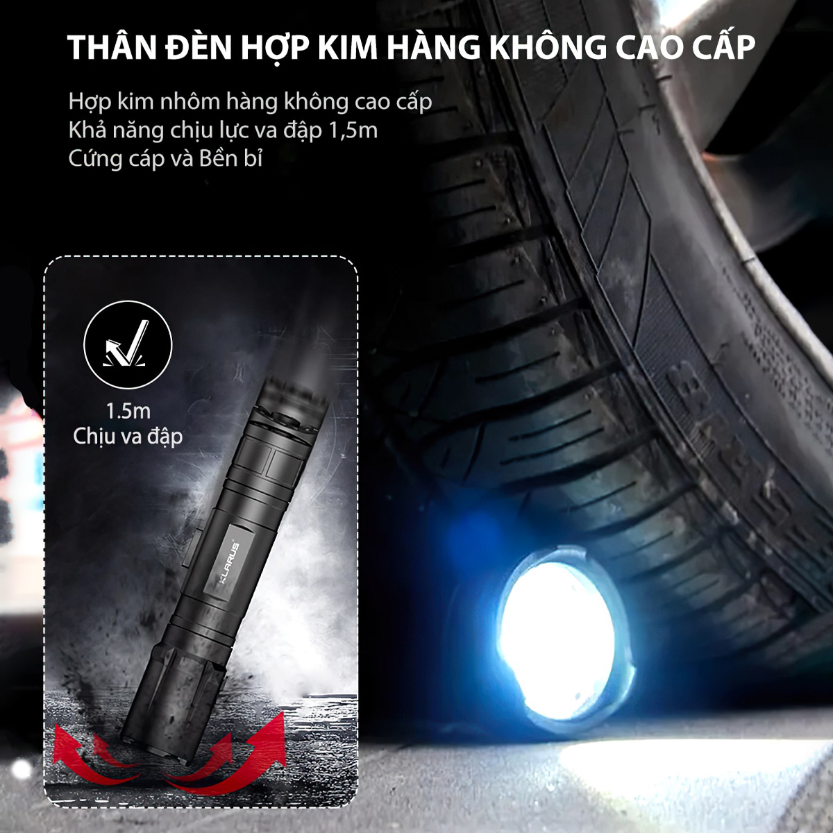 Đèn Pin Cắm Trại Du Lịch KLARUS GL4 Gắn Ray S-Ú-N-G Sáng 3300 Lm Chiếu Xa 370M Sạc Usb-C Pin 21700 5000Mah