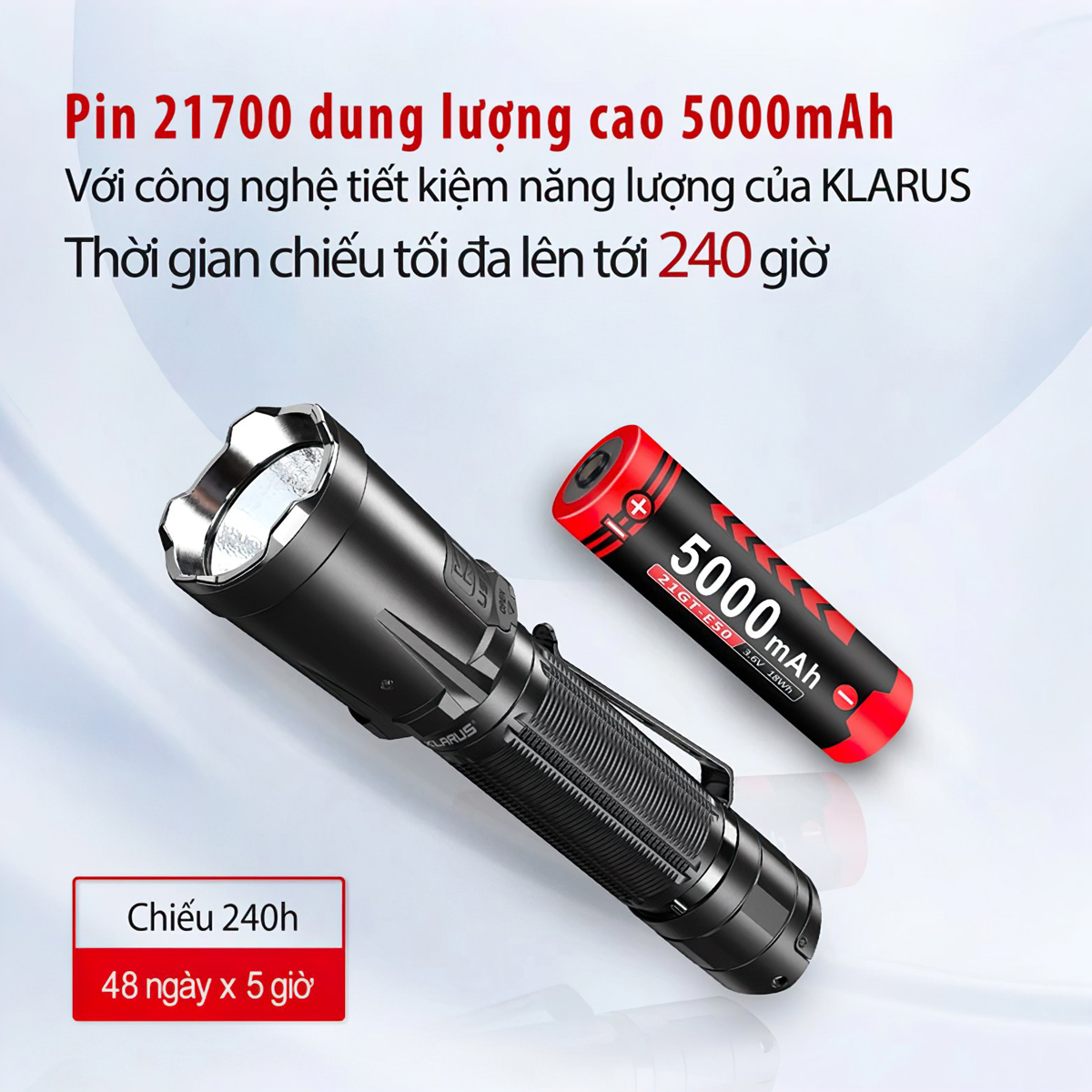 Đèn Pin Cắm Trại Du Lịch Phản Ứng Nhanh KLARUS XT21C Sáng 3200 Lumen Chiếu Xa 324M