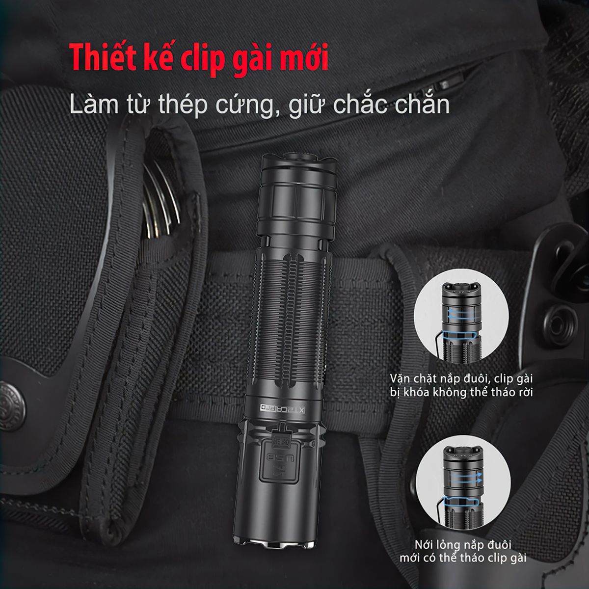 Đèn Pin Cắm Trại Du Lịch Phản Ứng Nhanh KLARUS XT2CR PRO Độ Sáng 2100 Lumen Chiếu Xa 240M