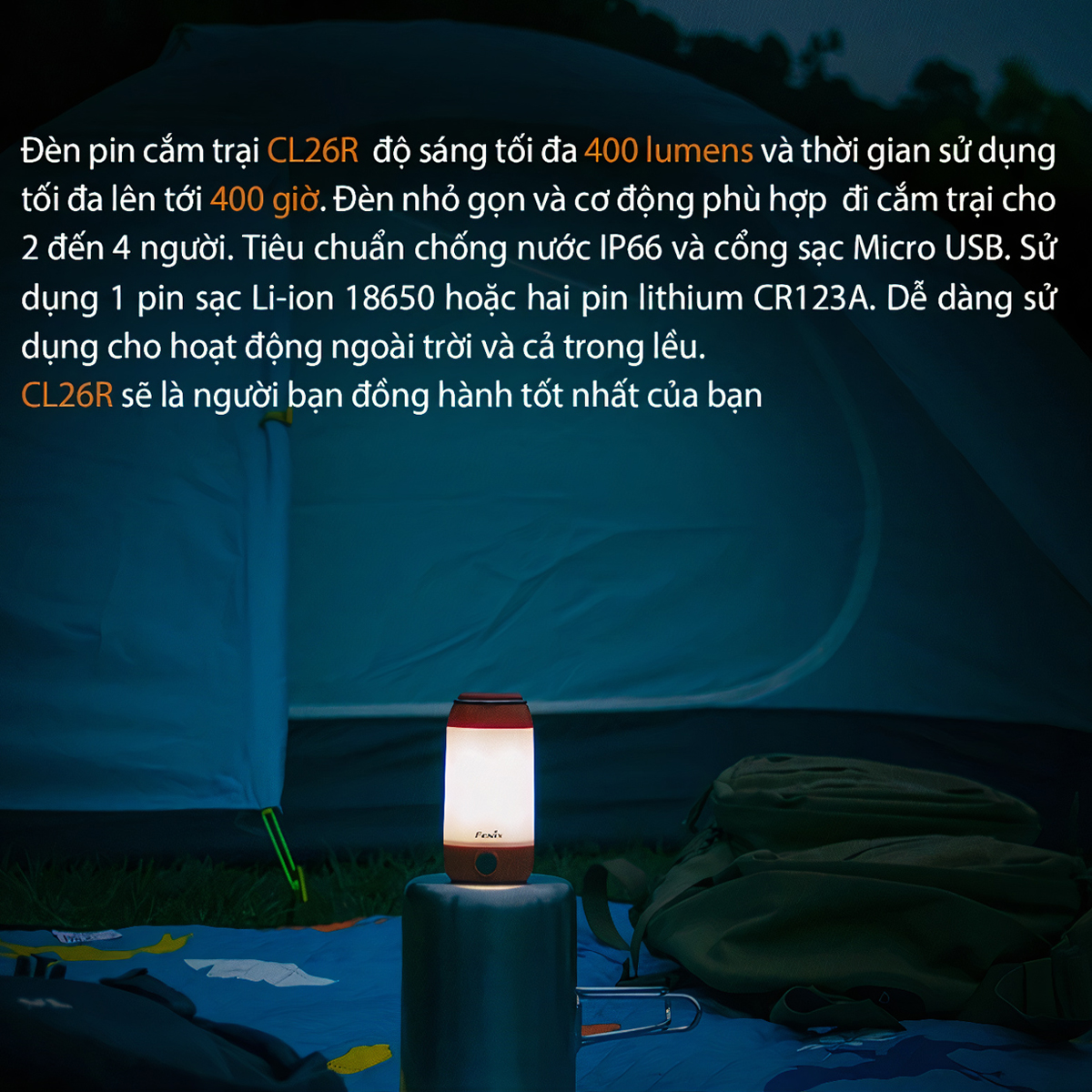 FENIX CL26R Đèn Pin Cắm Trại Độ Sáng 400 Lumen