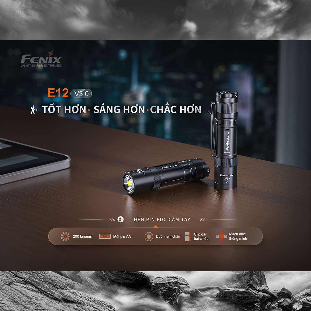 Fenix Đèn Pin Cắm Trại E12 V3.0
