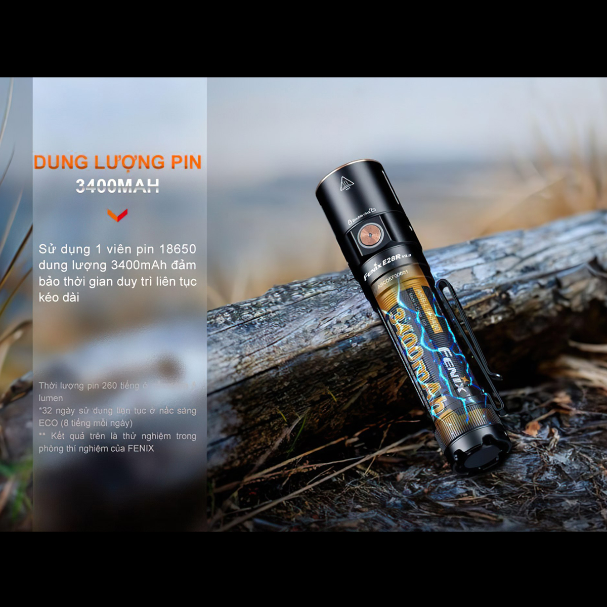 FENIX E28R V2.0  Đèn Pin Nhỏ Gọn Sáng 1700 lumen Chiếu Xa 273m Sạc USB C Pin Sạc 18650 3400mAh Cắm Trại