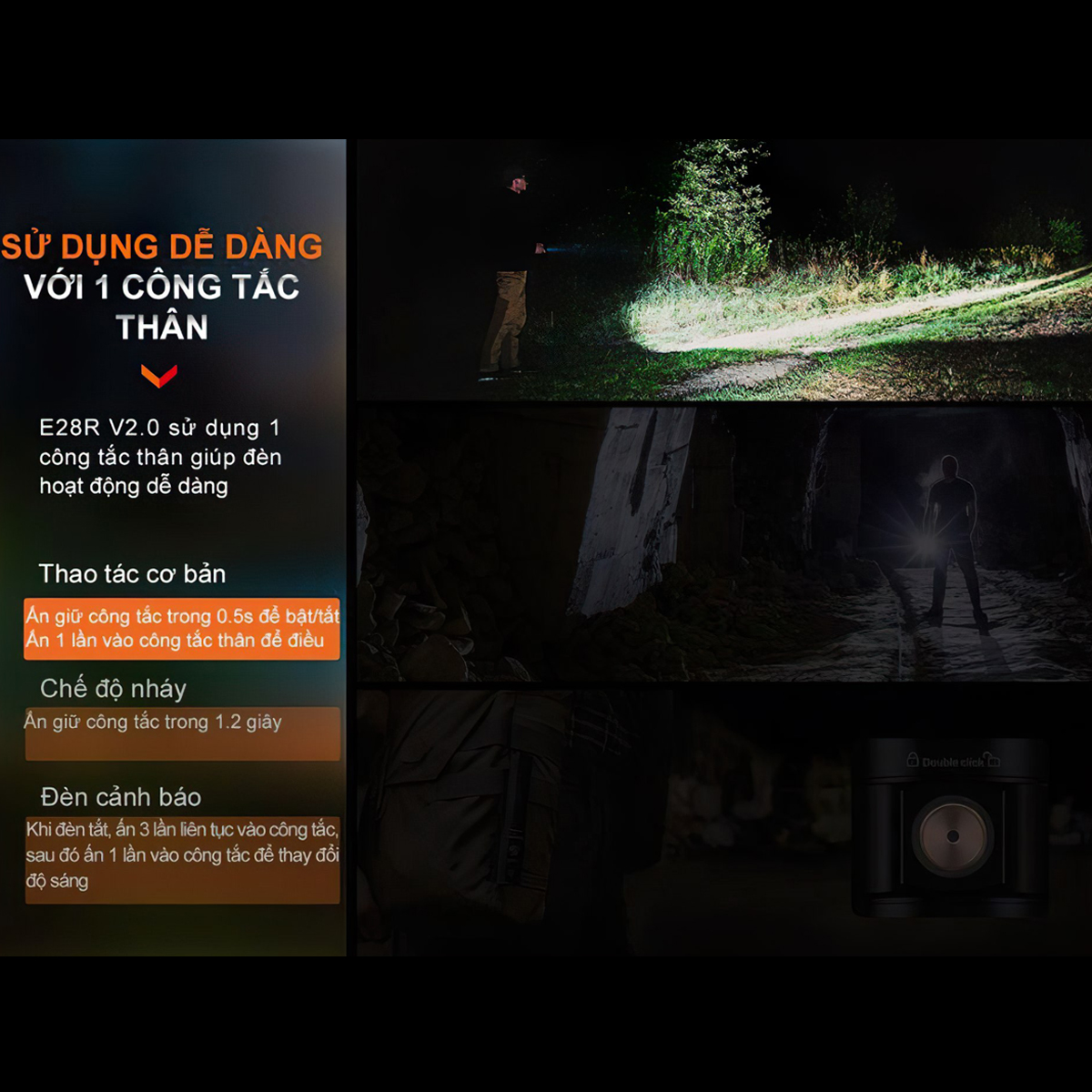 FENIX E28R V2.0  Đèn Pin Nhỏ Gọn Sáng 1700 lumen Chiếu Xa 273m Sạc USB C Pin Sạc 18650 3400mAh Cắm Trại