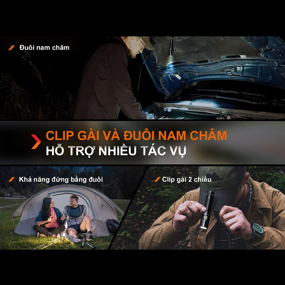 FENIX E28R V2.0  Đèn Pin Nhỏ Gọn Sáng 1700 lumen Chiếu Xa 273m Sạc USB C Pin Sạc 18650 3400mAh Cắm Trại