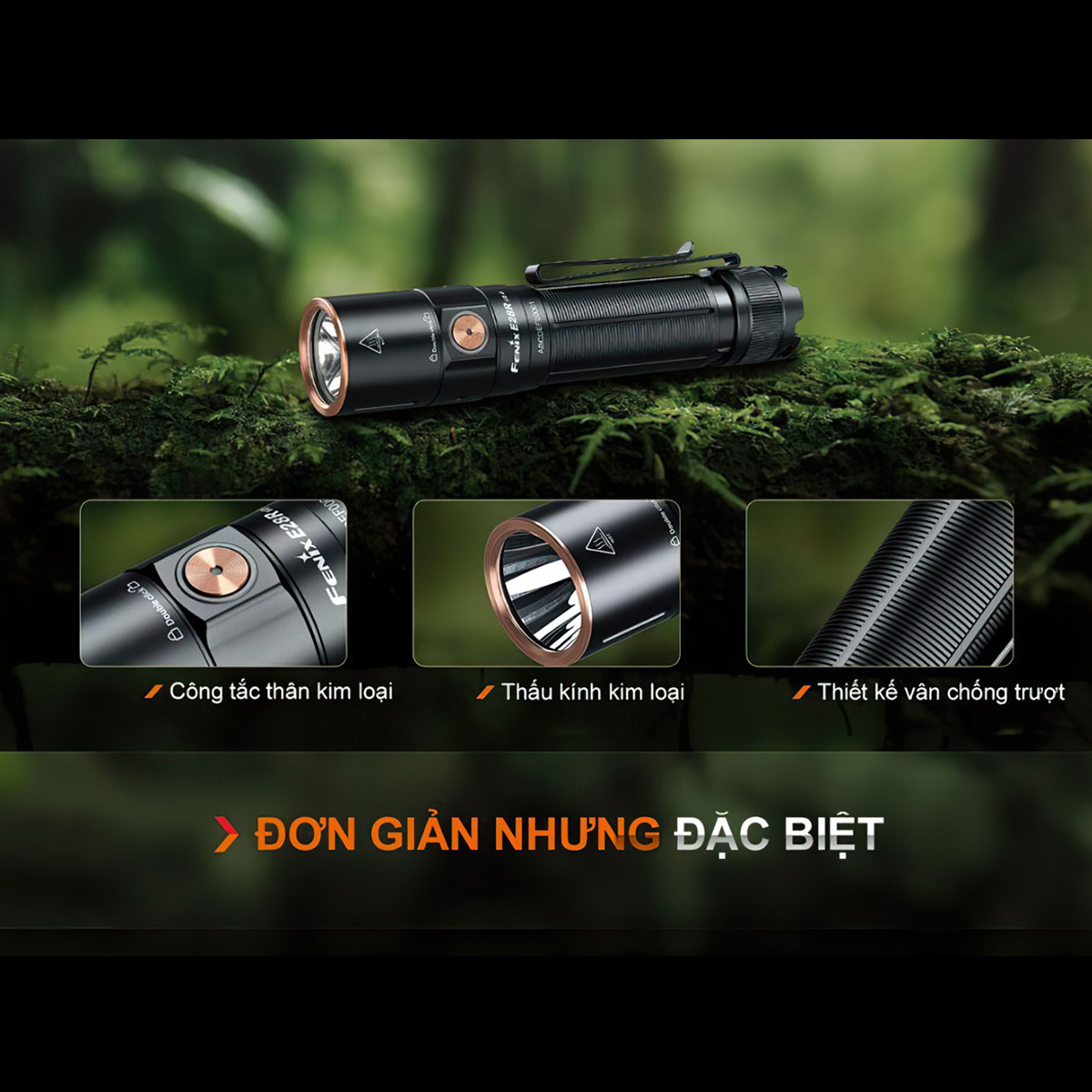 FENIX E28R V2.0  Đèn Pin Nhỏ Gọn Sáng 1700 lumen Chiếu Xa 273m Sạc USB C Pin Sạc 18650 3400mAh Cắm Trại