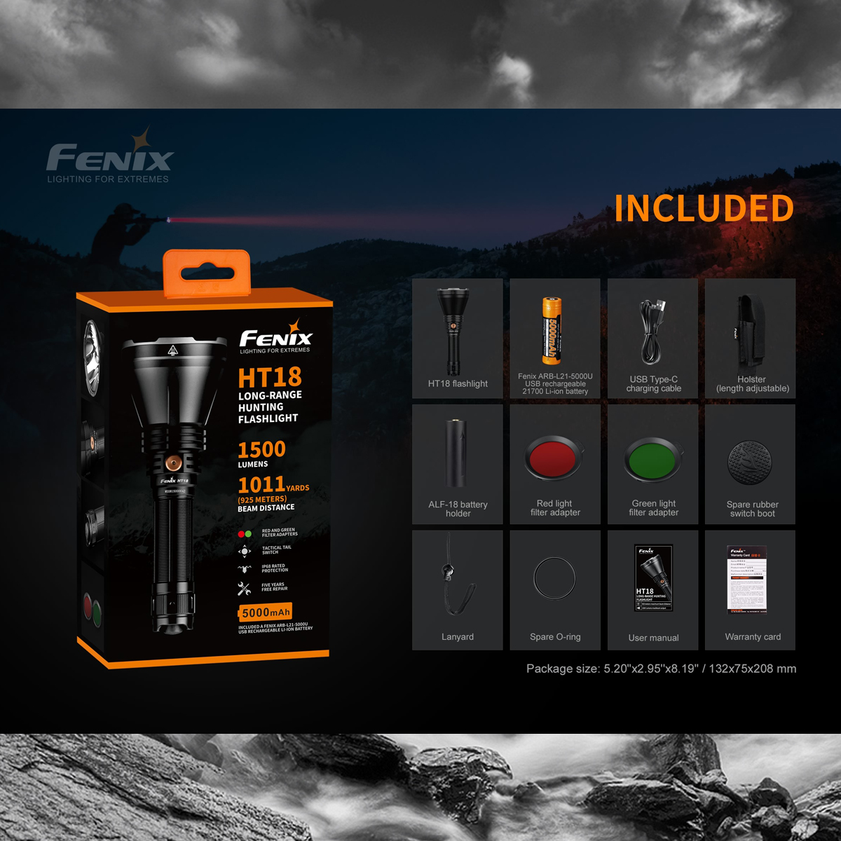 Fenix HT18 Đèn Pin 21700 Cắm Trại