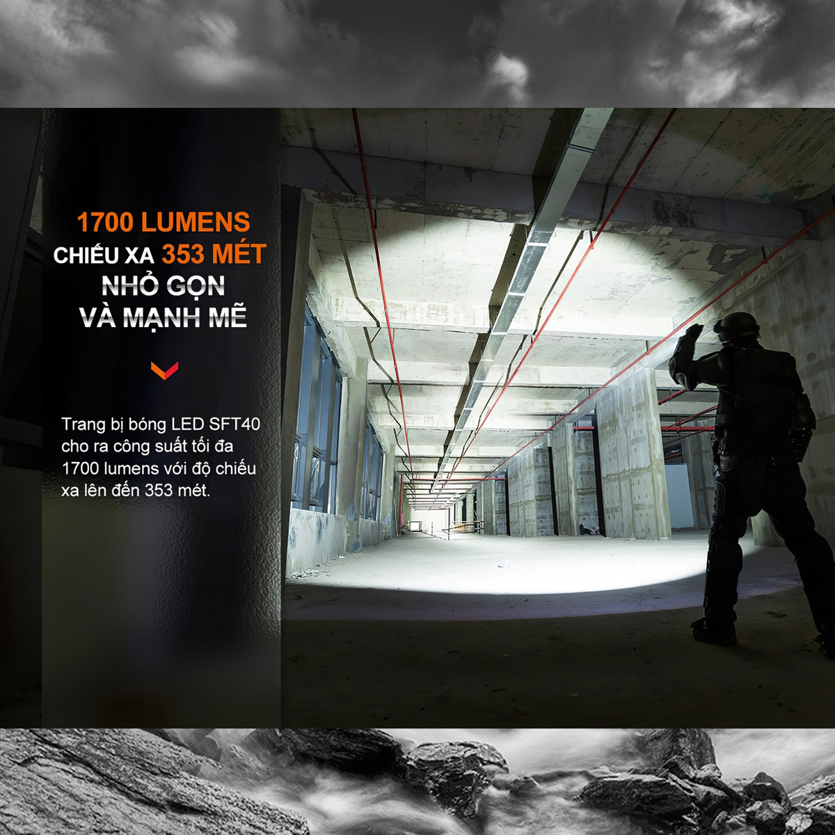 Fenix PD35R Đèn Pin Cắm Trại Chiếu xa 353 mét 1700 Lumen