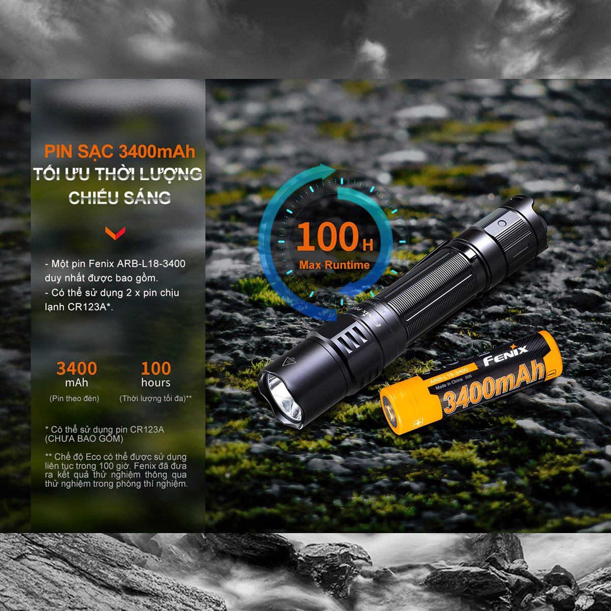 Fenix PD35R Đèn Pin Cắm Trại Chiếu xa 353 mét 1700 Lumen