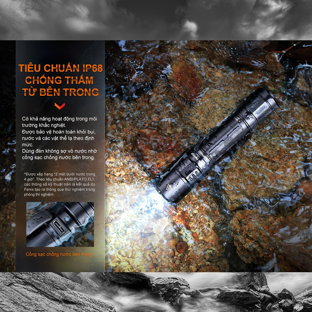 Fenix PD35R Đèn Pin Cắm Trại Chiếu xa 353 mét 1700 Lumen