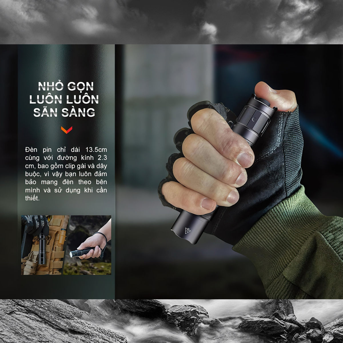 Fenix PD35R Đèn Pin Cắm Trại Chiếu xa 353 mét 1700 Lumen