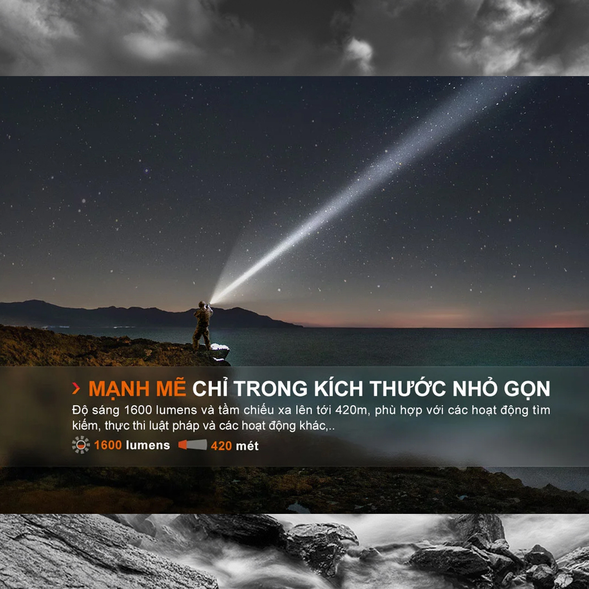 FENIX TK11R Đèn pin sáng 1600 lumen chiếu xa 420m pin sạc 18650 Cắm Trại